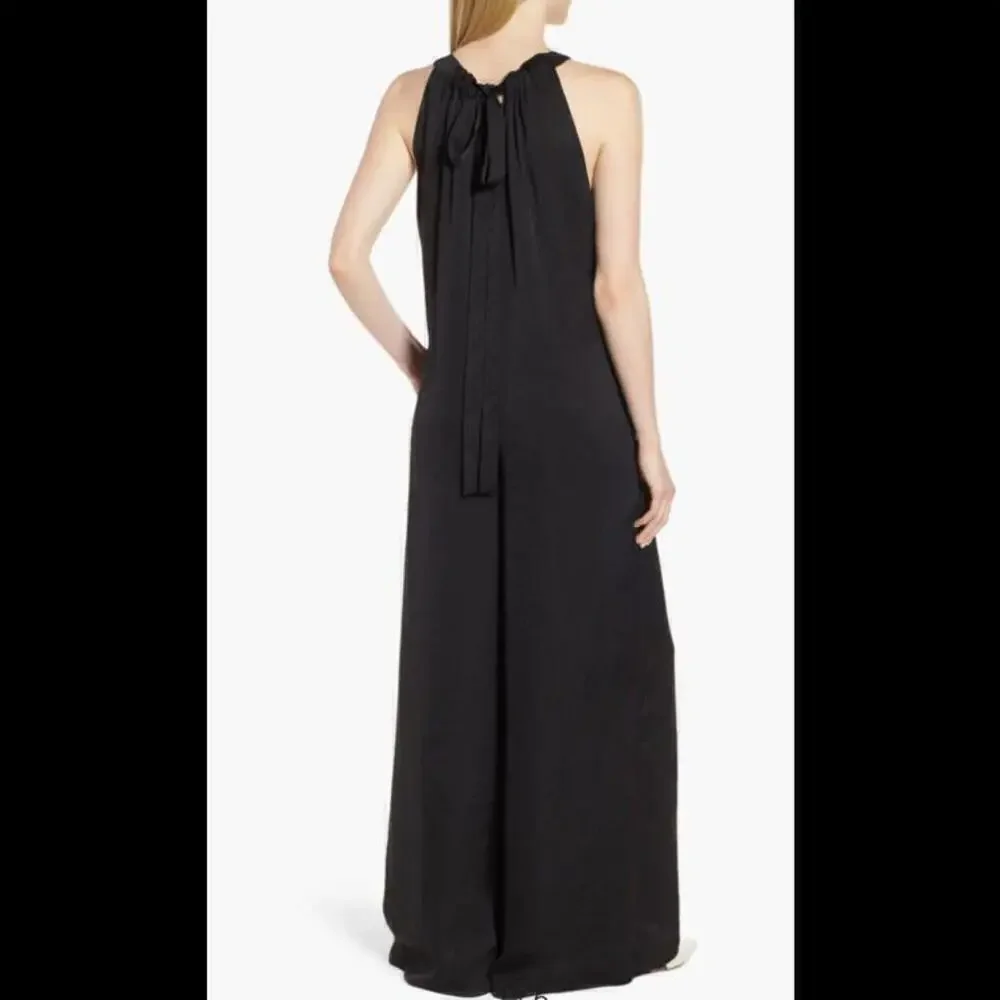 Lewit Black Halter Wide Leg Jumpsuit With Pockets Elegant Formal Size 8 - Picture 2 of 12